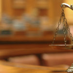 Decorative Scales of Justice in the Courtroom